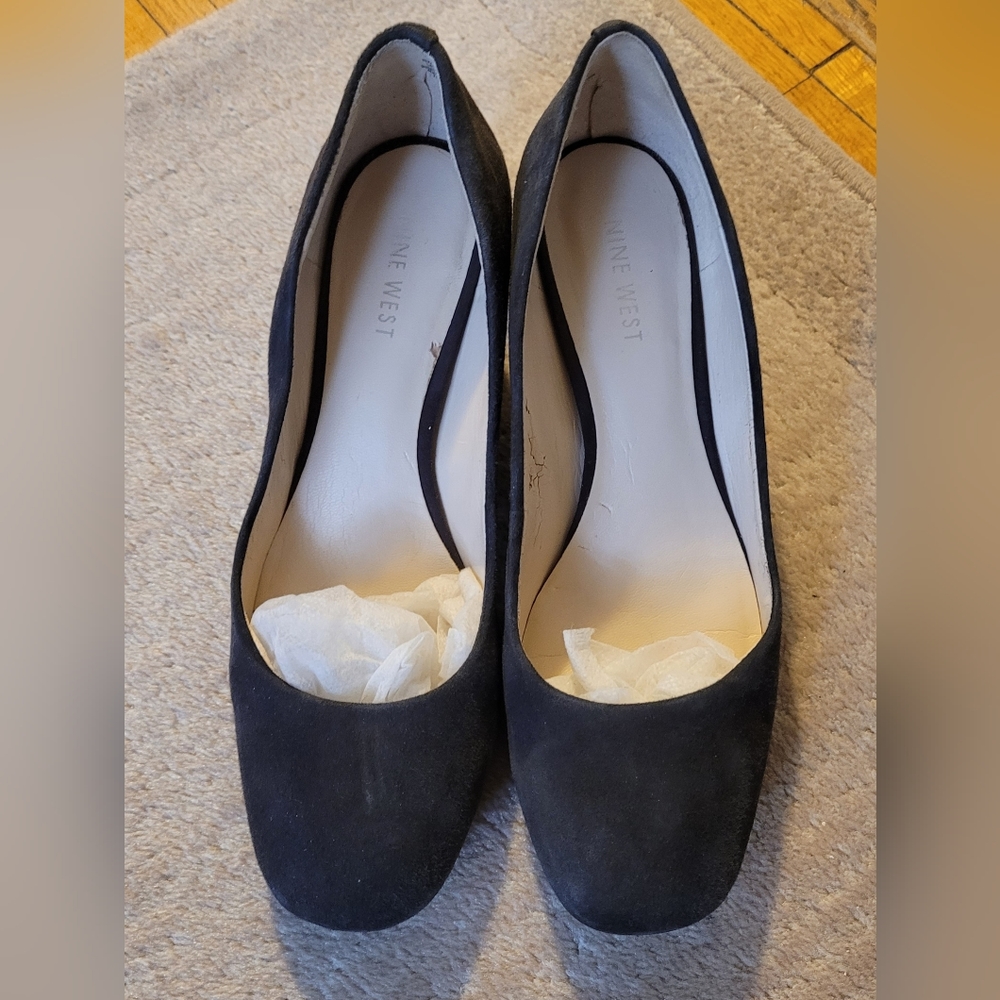 Size 7 - Nine West grey suede pumps with block heels